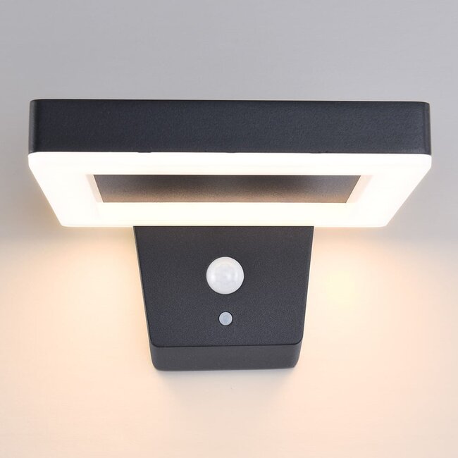 Modern Solar Outdoor Wall Light with Sensor Pablo - black
