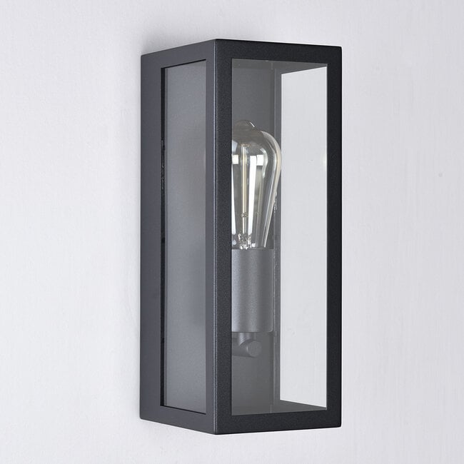 Outdoor wall light Filippo - black stainless steel with glass