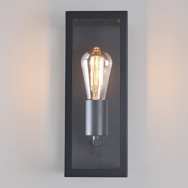 Modern black wall lamp in stainless steel with glass - Filippo