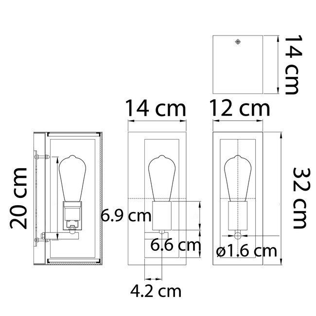 Modern black wall lamp in stainless steel with glass - Filippo