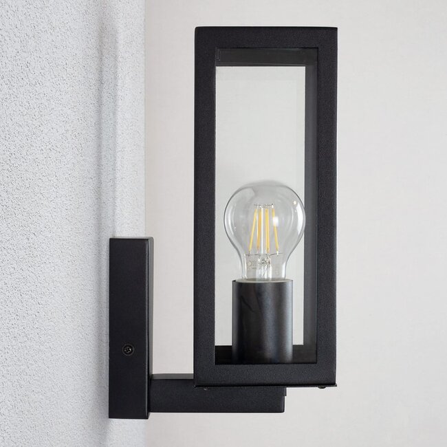 Outdoor wall light Carlo - black stainless steel with glass