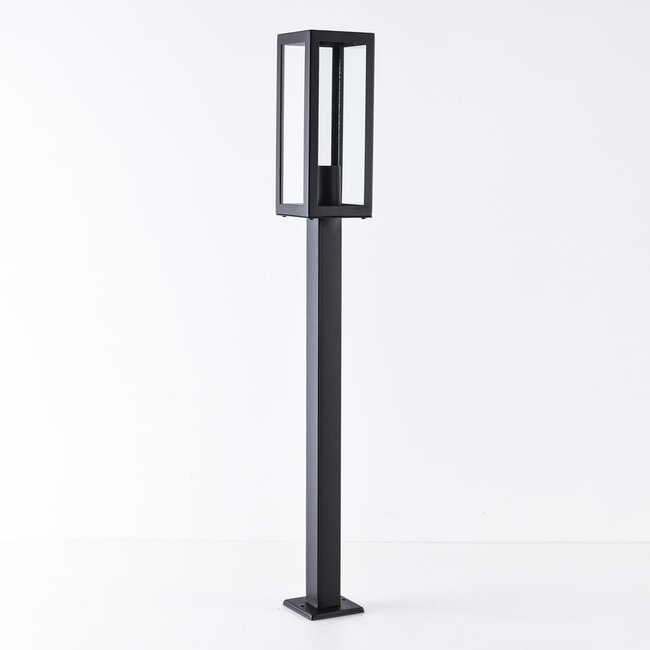 Outdoor floor lamp Alessio with glass and stainless steel - 80 cm black