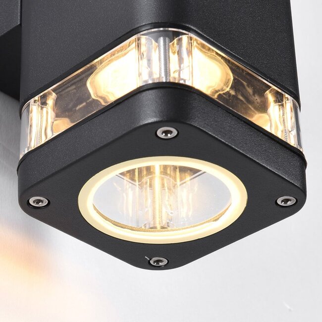 Black wall lamp outdoor Mario, two-sided