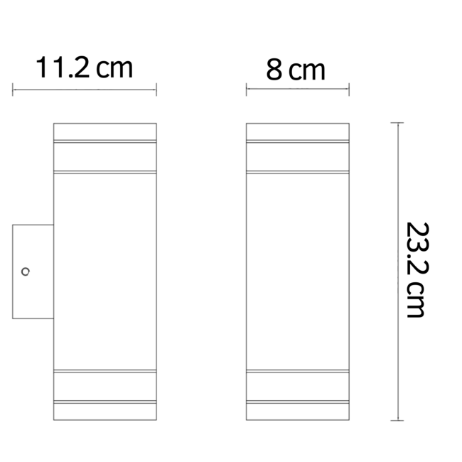 Black wall lamp outdoor Mario, two-sided