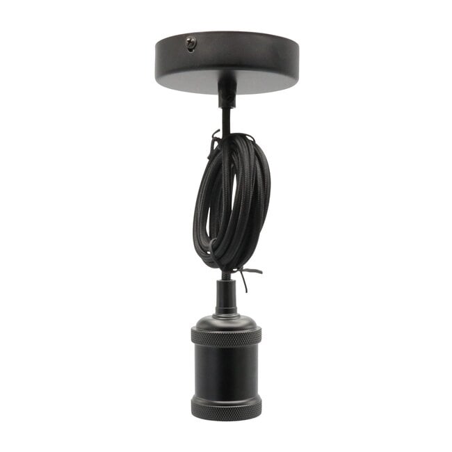 Modern cord pendant in matt black - E27 lamp holder