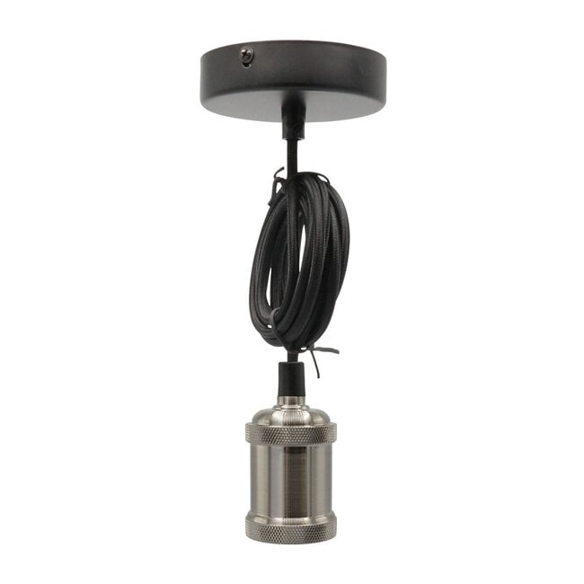 Modern cord pendant in silver - E27 lamp holder