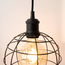 Industrial pendant lamp Hugo in matte-black open cage frame
