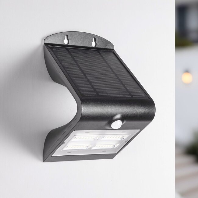 Solar outdoor wall light Single conan 3.2W with sensor - black