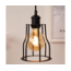 Industrial pendant lamp Diego in matte-black open cage frame