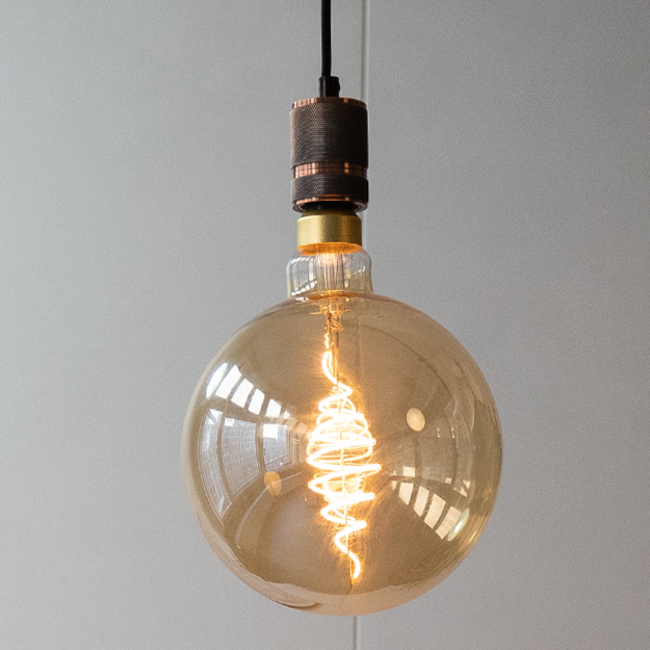 8.5W croissant spiral lamp XXXL, 2000K, amber glass Ø200 - dimmable