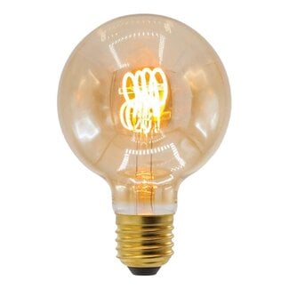 G95 dimmable amber LED filament bulb horizontal spiral 5W