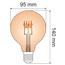 G95 dimmable amber LED filament bulb horizontal spiral 5W