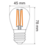 2.5W & 4,5W filament lamp, 2700K, clear glass Ø45 - dimmable