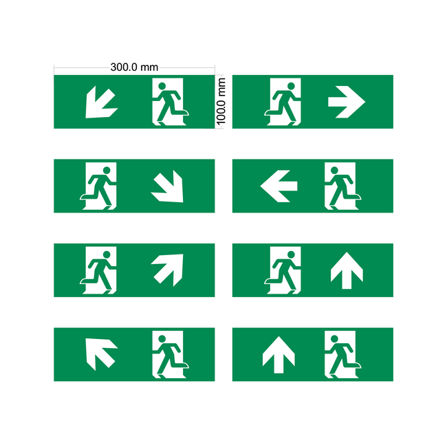 Emergency lighting legends for surface-mounted fixtures