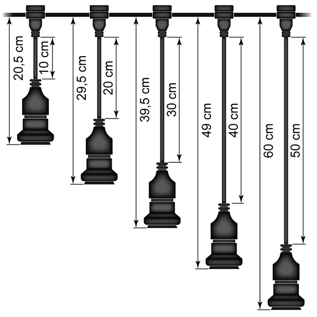 Black pendant light socket - self assembly (excl. bulbs)