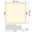 Square LED downlight, 18W, 220 × 220 mm