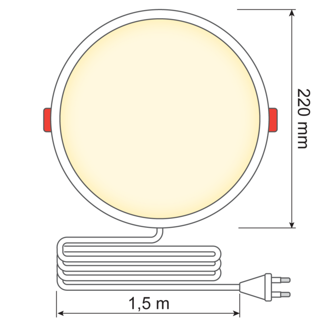 LED Downlight round - 18 watt - Ø220mm
