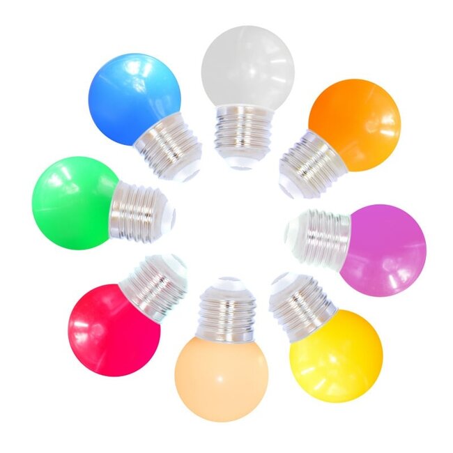 8 coloured LED bulbs - mixed set
