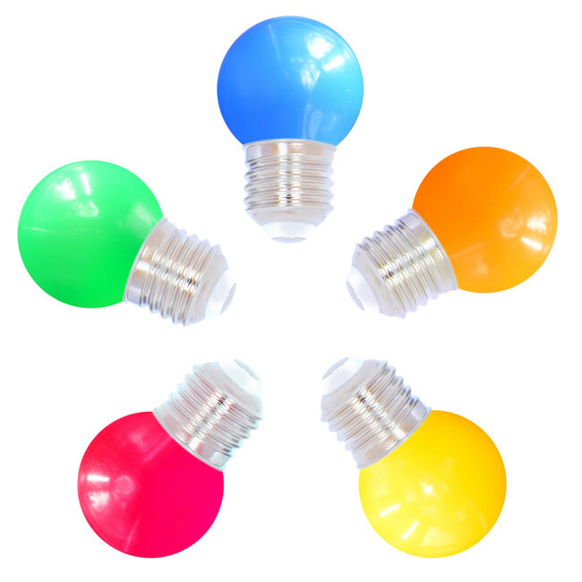 5 coloured LED bulbs - mixed set