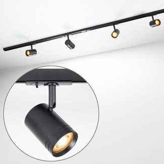 Industrial 1-phase 1.5 metre track lighting system with Jamie spotlights - ceiling rail