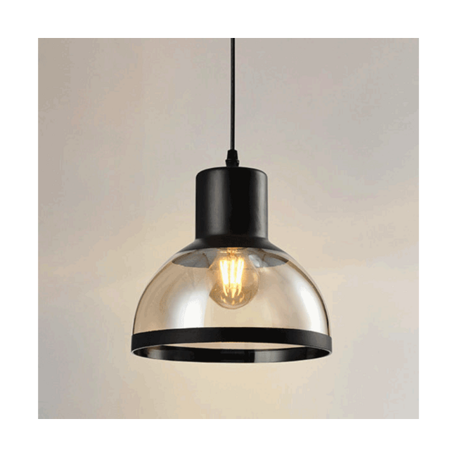 Second chance: Classic pendant lamp Paris in black with amber glass