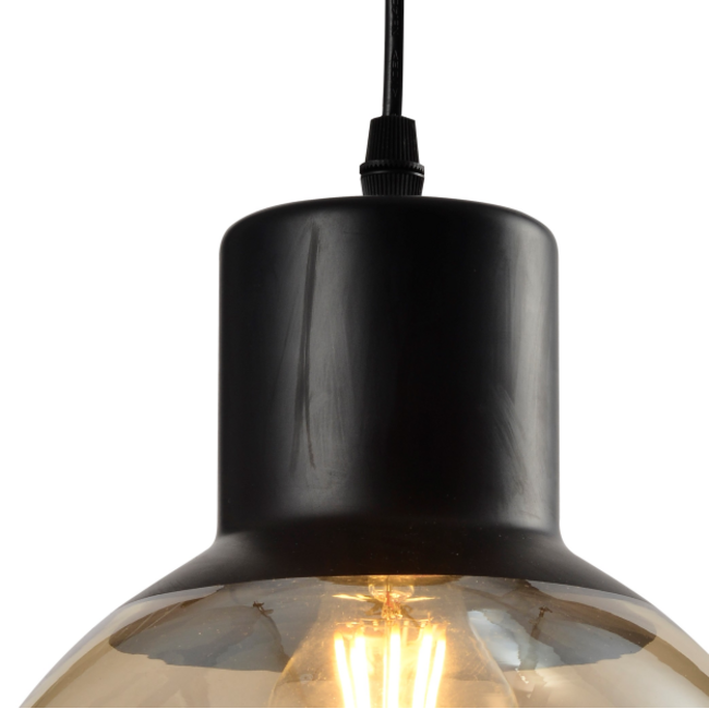 Second chance: Classic pendant lamp Paris in black with amber glass