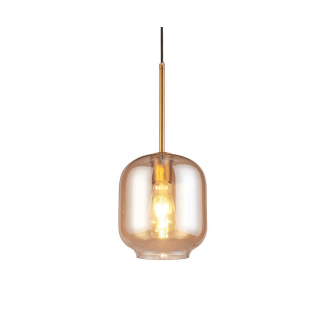 Second chance: Designer pendant lamp Venice in amber glass with gold