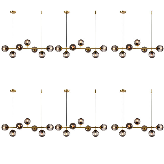 Second chance: Hepta designer pendant lamp with golden frame and smoked glass