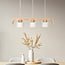 3-light retro pendant light Rosie with wood - white and wood
