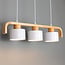 3-light retro pendant light Rosie with wood - white and wood