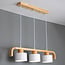 3-light retro pendant light Rosie with wood - white and wood