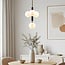 4-light pendant light Lennard with opal glass globes - black