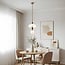 4-light pendant light Lennard with opal glass globes - black
