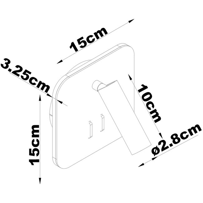 Square wall lamp with illuminated wall plate and swivelling spotlight - Sofian