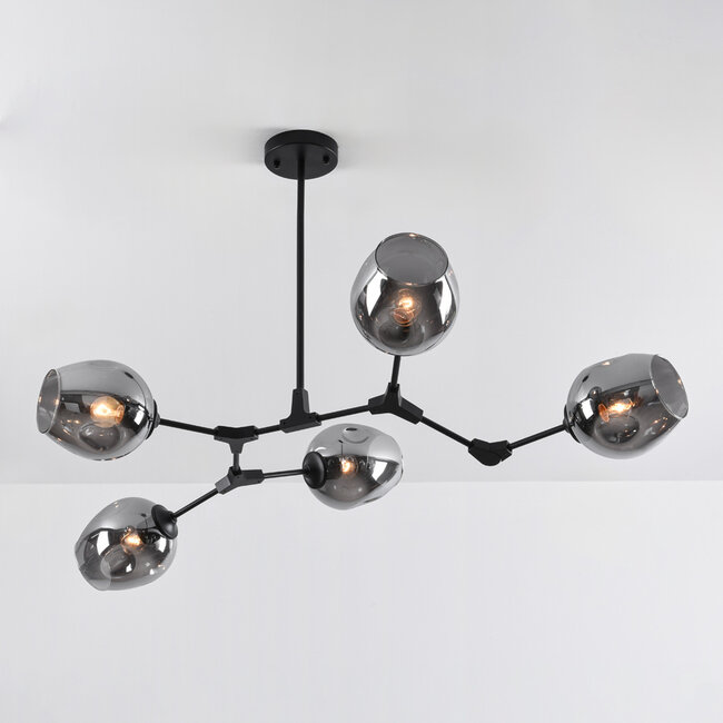 5-light Black with smoked glass - Thalia