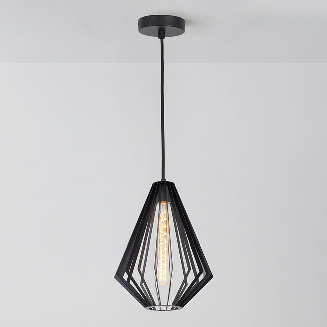 Pendant lamp Penta in black with pentagon shade