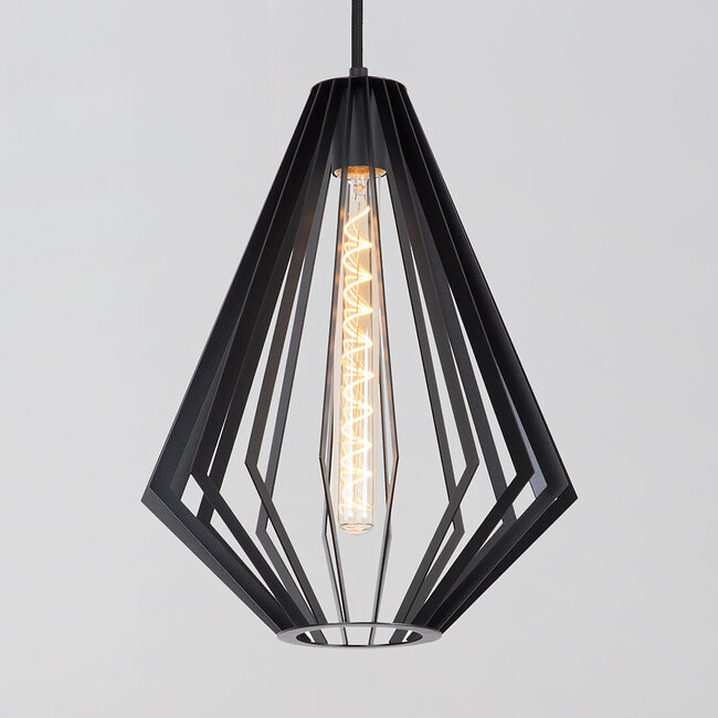 Pendant lamp Penta in black with pentagon shade