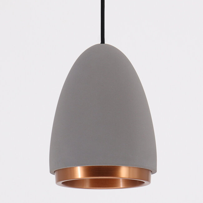 Modern pendant light Feis with concrete and copper rim