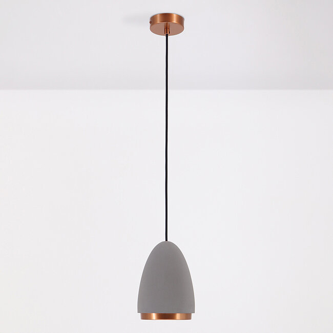 Modern pendant light Feis with concrete and copper rim