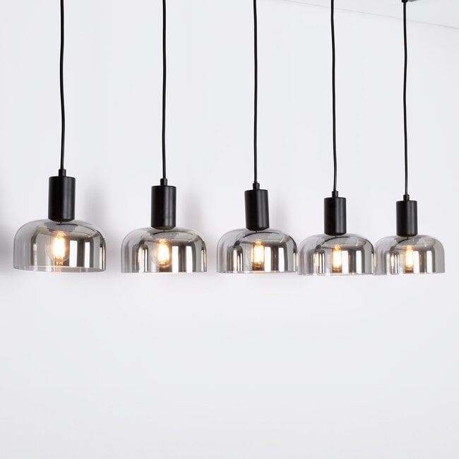 5-light pendant light Cinza - smoked glass with mirror effect
