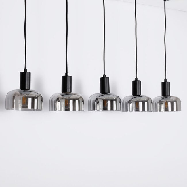 5-light pendant light Cinza - smoked glass with mirror effect