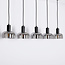 Pendant lamp with smoked glass and Mirror effect, 5-light - Cinza