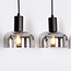 Pendant lamp with smoked glass and Mirror effect, 5-light - Cinza