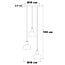 3-light pendant light Marrom - amber glass and gold