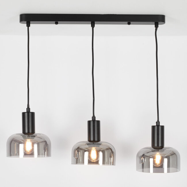 Modern pendant lamp, Black, 3-light - Pilka