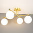 4-light ceiling light Nymo - gold with milk-white glass globes