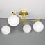 4-light ceiling light Nymo - gold with milk-white glass globes