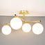 4-light ceiling light Nymo - gold with milk-white glass globes