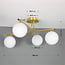 4-light ceiling light Nymo - gold with milk-white glass globes