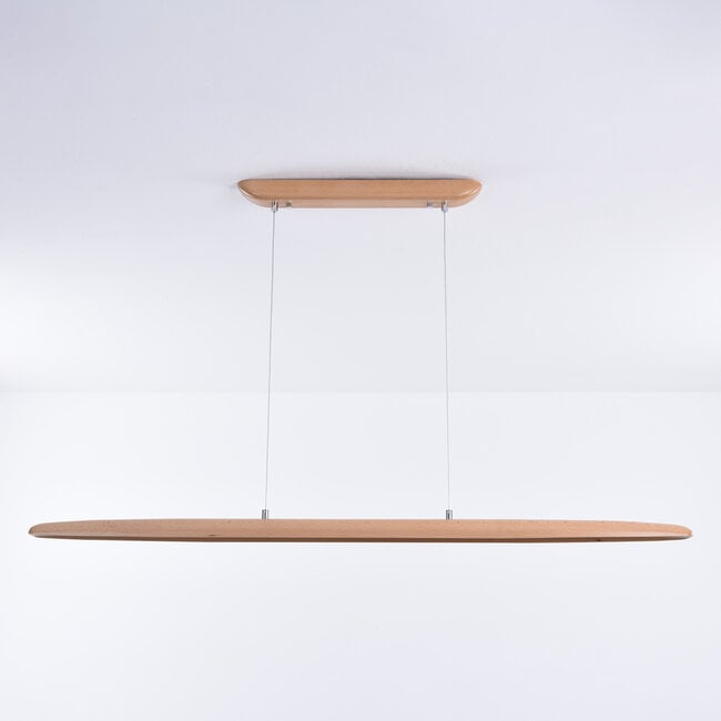 Wooden 3-step dimmable pendant light Liora - elongated with integrated LED